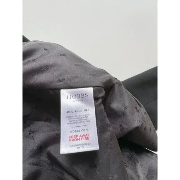 HOBBS LONDON Black 100% Wool Crepe Twill Peplum Blazer Jacket, Size 8 - Picture 4 of 5